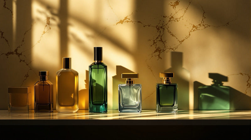 Creed Aventus bottle next to three popular dupe and clone fragrances
